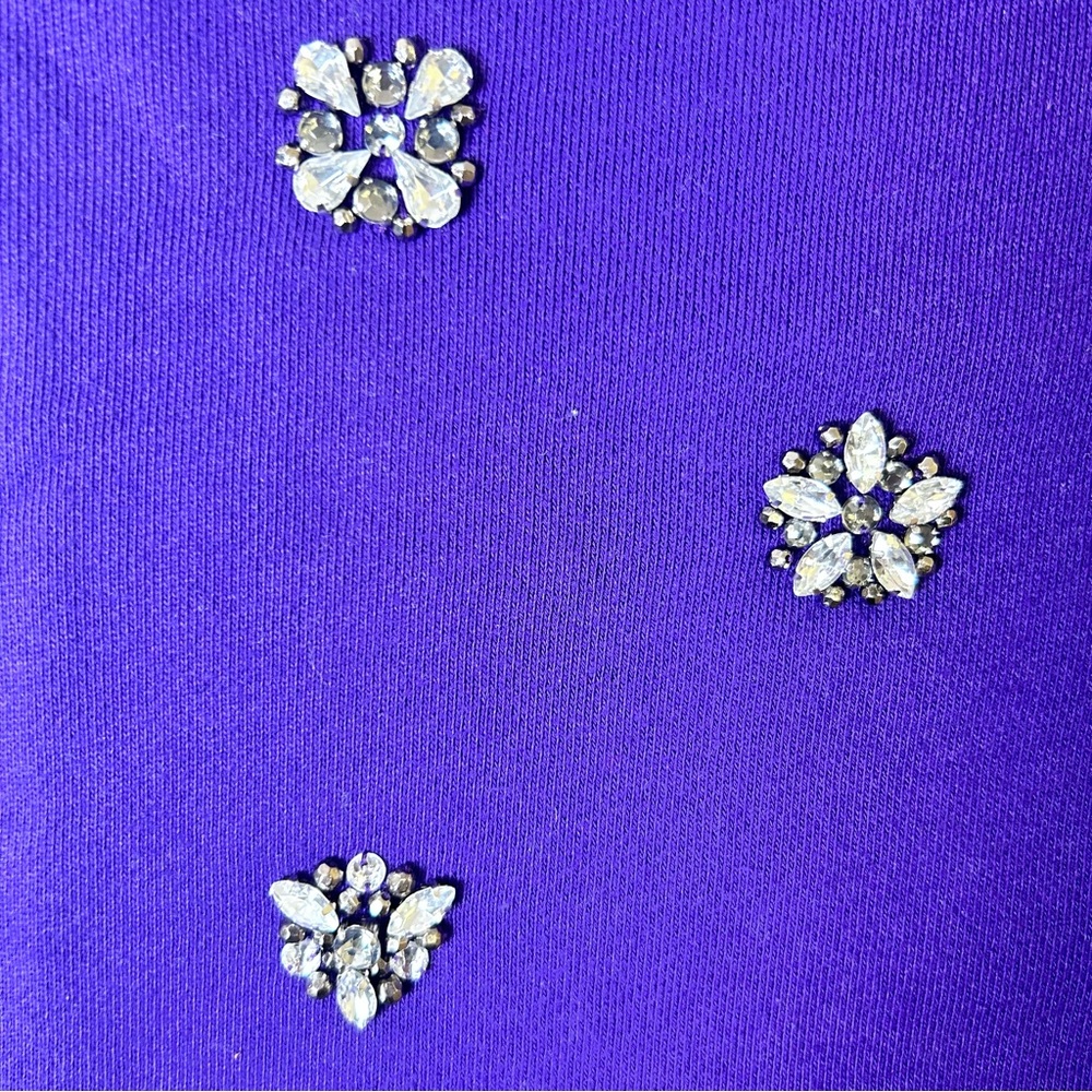 Michael Kors Purple Crystal Embellished Bling Crewneck Sweatshirt Pullover. S/M - Picture 5 of 8